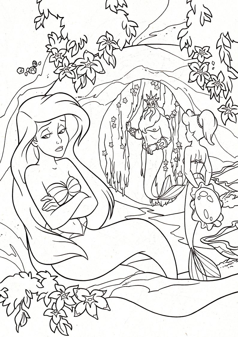 Gambar Ariels Sisters Colouring Pages Mermaid Ariel Beginning Coloring 